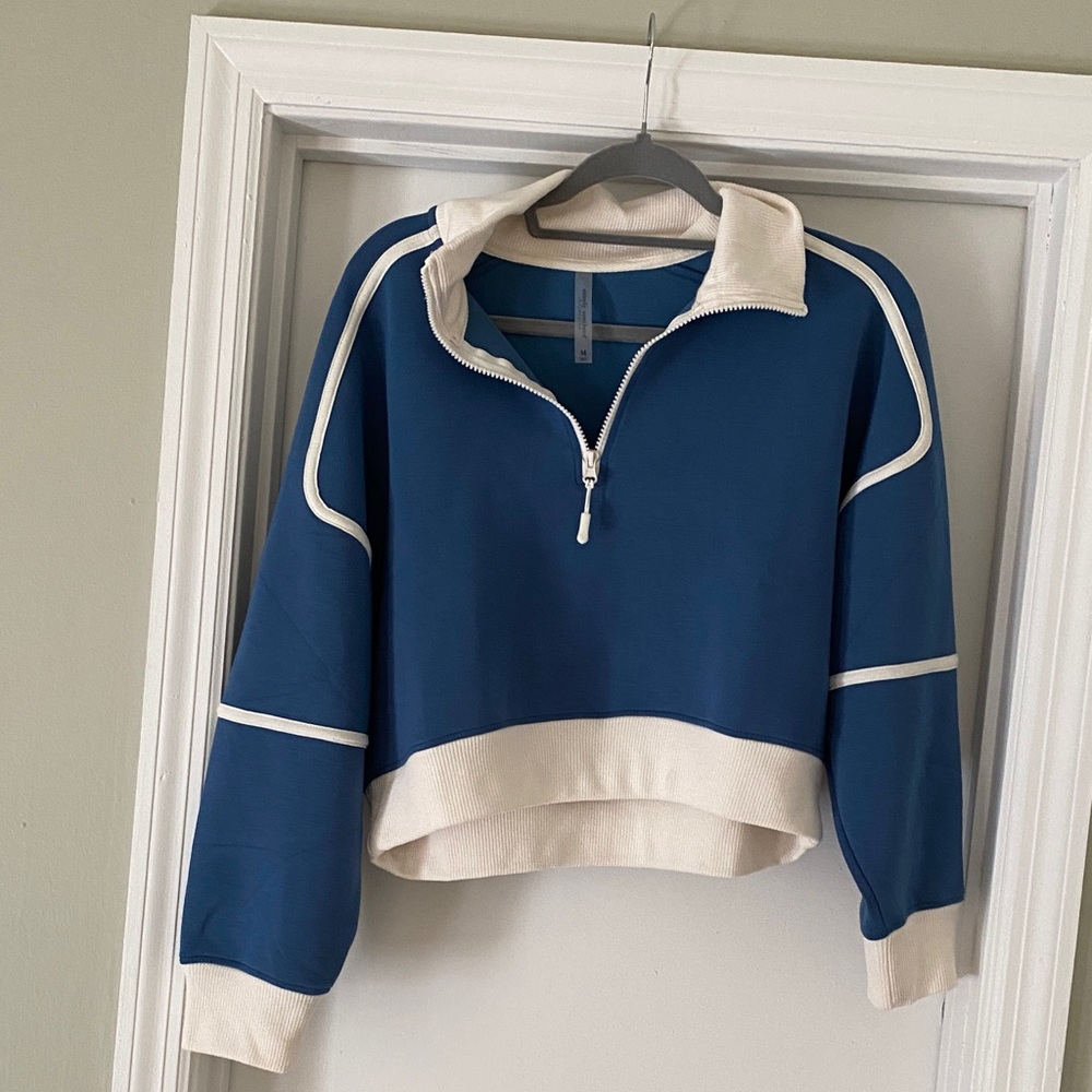 Simply Southern Navy and Cream Quarter-Zip Sweatshirt